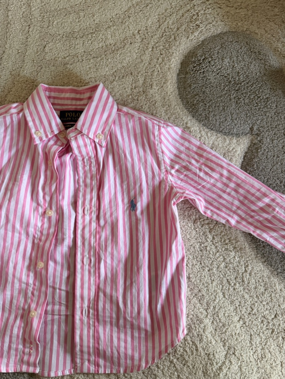 Polo by Ralph Lauren Pink & White Striped Button-Down Shirt